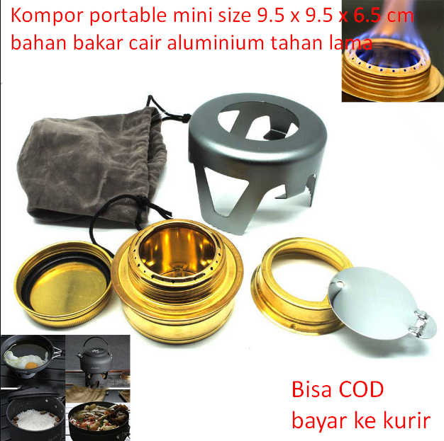 Kompor portable mini size 9.5 x 9.5 x 6.5 cm bahan bakar cair cocok