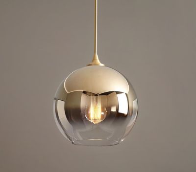 Modern Pendant Light LED Glass Hanging Light Golden Silver Ball Light Fixtures Living Room Ombre Lamp Shade Shape Hanging Lights