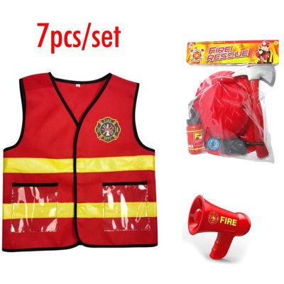 Kids Firefighter Cosplay Little Fireman Firemen Costume Uniform for Child Halloween Carnival Party Gift Costumes for Boys