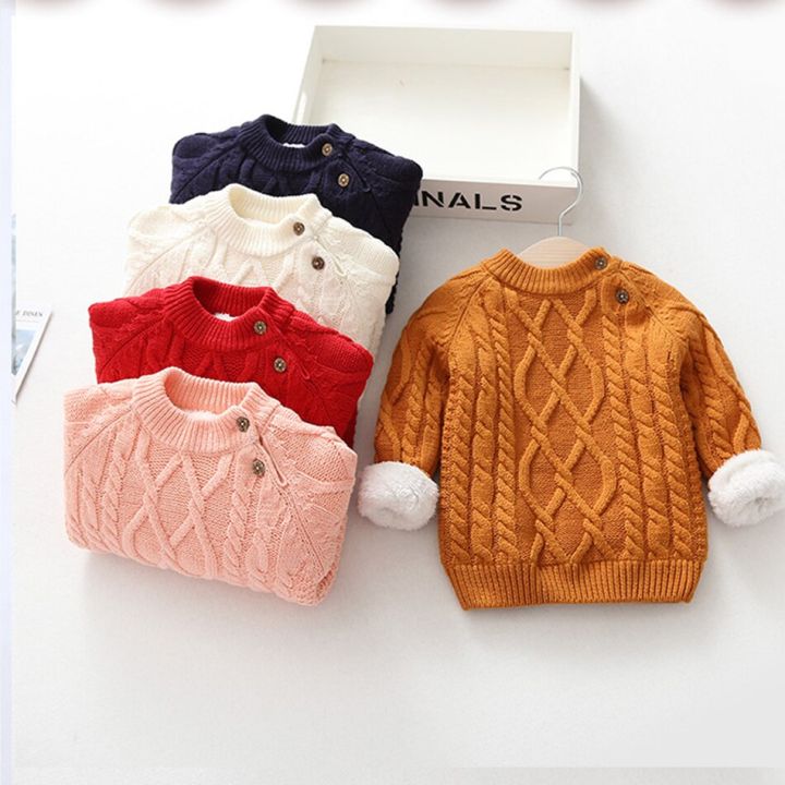 baby-boys-girls-sweaters-kid-fleece-thickened-autumn-winter-pullover-round-neck-long-sleeves-wool-clothing-girls-ripped-sweater