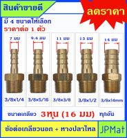 หางปลาไหล + เกลียวนอก 3/8นิ้ว-3หุน(16มม) ทองเหลืองแท้ มี 5 ขนาด สำหรับต่อสายยางน้ำขนาดเล็ก งานลมอัด งานแก๊ส มีขนาดอื่นกดดูในร้านได้เลยครับ