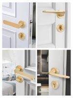 ✼﹍ Golden split door lock home universal handle indoor bedroom wooden room magnetic suction mute