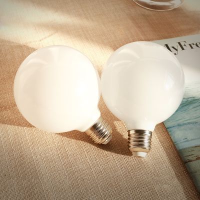 หลอดไฟ LED ลูกโลก, วอร์มไวท์ / 3000K, ฐาน E27, 80W เทียบเท่า 800LM Vintage Edison G125 หลอดไฟ LED แก้วมุกน้ำนมขนาดใหญ่