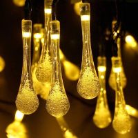 Solar Outdoor String Lights LED Teardrop Lights Waterproof 8 Modes Multicolor Water String Lights for Gardens Yard Party Holiday