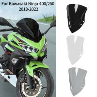 ■ หน้าจอกระจกรถยนต์กันลมบับเบิ้ลสองชั้นสำหรับรถจักรยานยนต์ EX400 NINJA400คาวาซากินินจา400 Ninja250 2018 2023 2021 2020สีดำใส