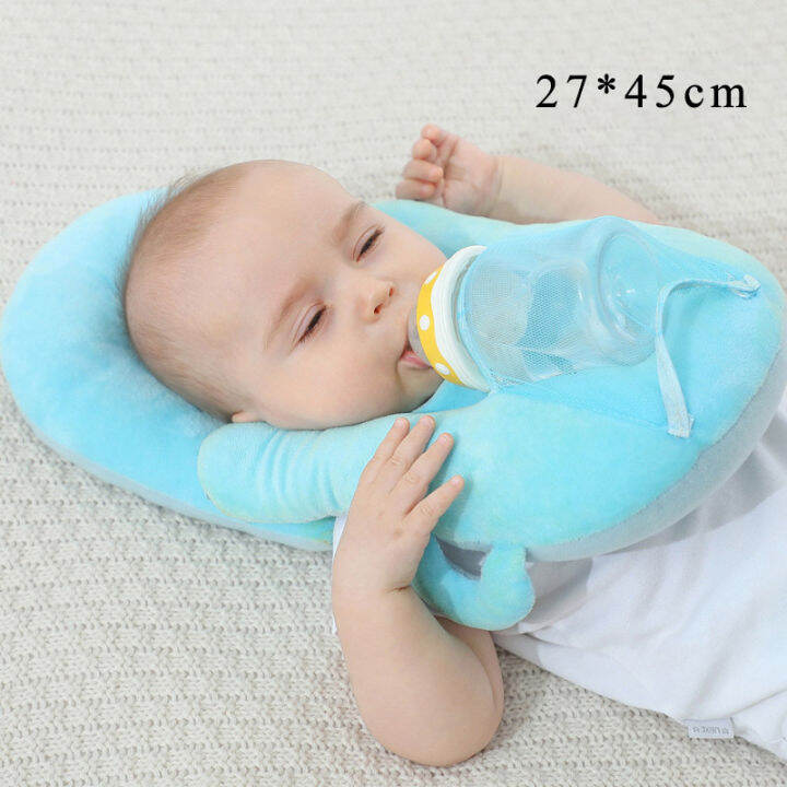 free-hand-bottle-holder-baby-bottle-rack-infant-supplies-multi-function-removable-head-protection-pillow-cushion-pure-color-2-in-1