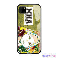 UCUC เคสโทรศัพท์ Huawei Y5P 2020 huwawei Y5P แก้วโทรศัพท์มือถือกรณีกันกระแทกอะนิเมะสำหรับสาวผู้หญิงของฉันฮีโร่ A cademia Deku กระจกนิรภัยกรณีผิวปก