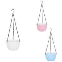 2Pcs Hanging Flower Basket Self Automatic Water Absorption Hanging Flower Pot Waterproof Resin Plant Hanger For Garden White