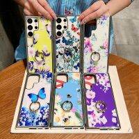 เคส S22 Samsung S23 A53กาแล็คซี่พร้อม S22 S23 S21 A13พิเศษเคสดอกไม้ชุบโลหะด้วยไฟฟ้า A54 A34พร้อมที่วางแหวนเพชรเคสด้านหลังซิลิโคนกันกระแทก Eleagent