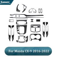 สติกเกอร์คาร์บอนไฟเบอร์สีดำปกป้อง2022 2021สำหรับ2016มาสด้า2017 2018 2019สติกเกอร์ตกแต่งภายในรถ