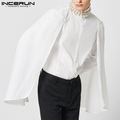 INCERUN เสื้อมีปกสำหรับผู้ชาย,เสื้อคลุมงานปะต่ออย่างสง่างามเสื้อธรรมดาเสื้อปาร์ตี้แบบทางการ (สไตล์ตะวันตก)
