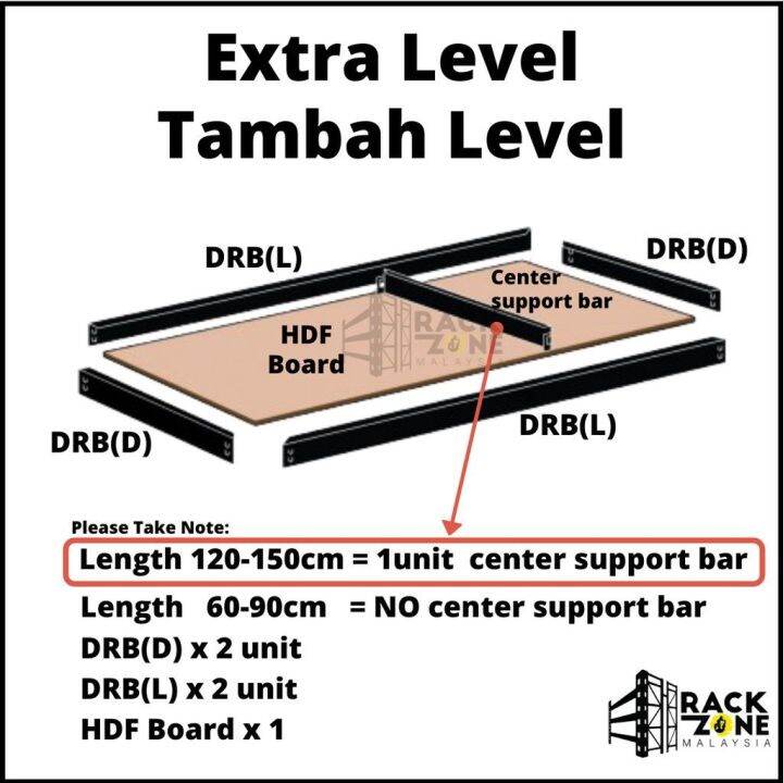 [RACKZONE only] Extra Level / Tambah Tingkat for Boltless Rack 2 IN