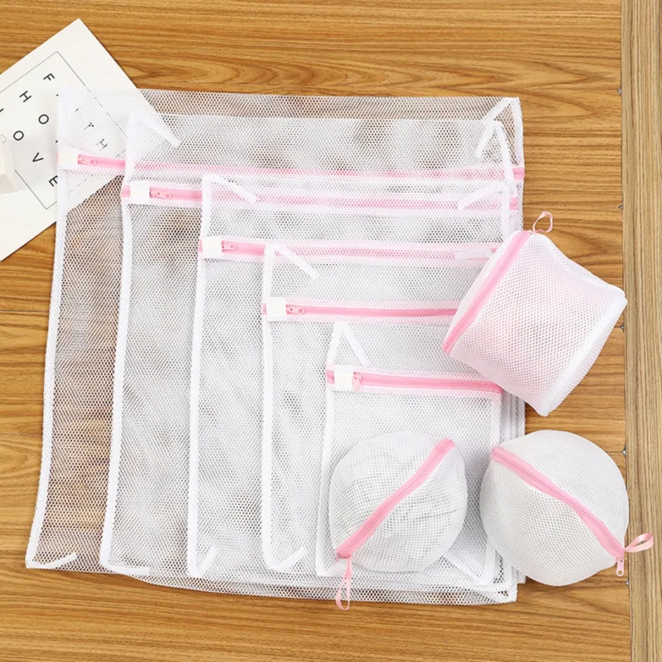 Mesh Laundry Bag Designer Wash Bag Washing Machine Bag Thickening Bra Bag  Light Gray Pink Zipper Laundry Net Fine Mesh