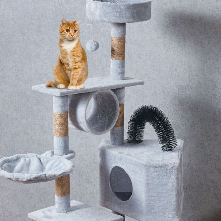 คอนโดแมว-5ชั้น-ผ้ากำมะหยี่-อุโมงค์แมว-เตียงแมว-ที่ลับเล็บแมว-ของเล่นแมว-บ้านแมว-คอนโดแมวราคาถูก-เสาลับเล็บแมว
