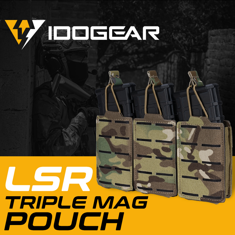 IDOGEAR Tactical LSR 556 Mag Pouch Triple Mag Carrier MOLLE Pouch Airsoft Gear 