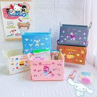 Hello ตะกร้าเก็บ Kawaii Sanrio Stuff Kuromi น่ารัก Cinnamoroll อะนิเมะหอพักแบบพกพาพับกรอบเก็บของขวัญหญิง