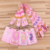 Anime Sakura Card Case Keychain Kawaii Cat Lanyard for Key ID Card Gym Cell Phone Straps USB Badge Holder Cosplay Props Gift