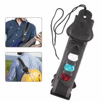 Adjustable with 3 Guitar Picks Holders Guitar Strap Leather Head PU Leather Shoulder Strap for Guitar Bass Guitar Accessories