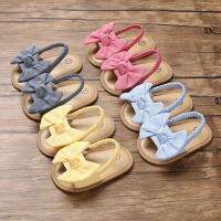 COD DSFGREYTRUYTU Baby Kids Girls Shoes Non-Slip Canvas Bowknot Toddlers Newborn Kids Soft Infantil Sandals Shoes