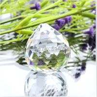 Two Pieces Feng Shui Crystal Ball, Large Faceted Crystal Ball High Quality Crystal 30mm  Light blue +Transparent Y1530