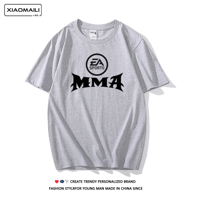 เสื้อยืดผสมคอตตอนสำหรับผู้ชาย,แขนสั้นกีฬาคอตตอน MMA เสื้อผ้าสำหรับฝึกซ้อมทหาร