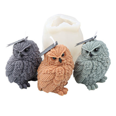 3D Candle Molds For Candle Making Home Decor Plaster Polymer Clay Candle Molds Silicone Tilted Head Cute Owl