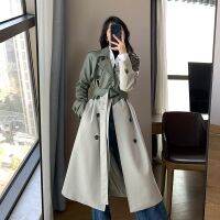 【HOT】 fashion contrast windbreaker 2023 autumn new temperament goddess fan mid-length splicing coat womens style