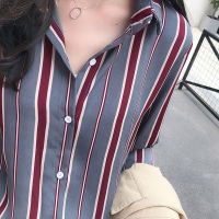 Kemeja Perempuan Work Wear Women Shirt Plus Size Striped Shirt Fashion Casual Long Sleeve Blouse Office Female Shirts