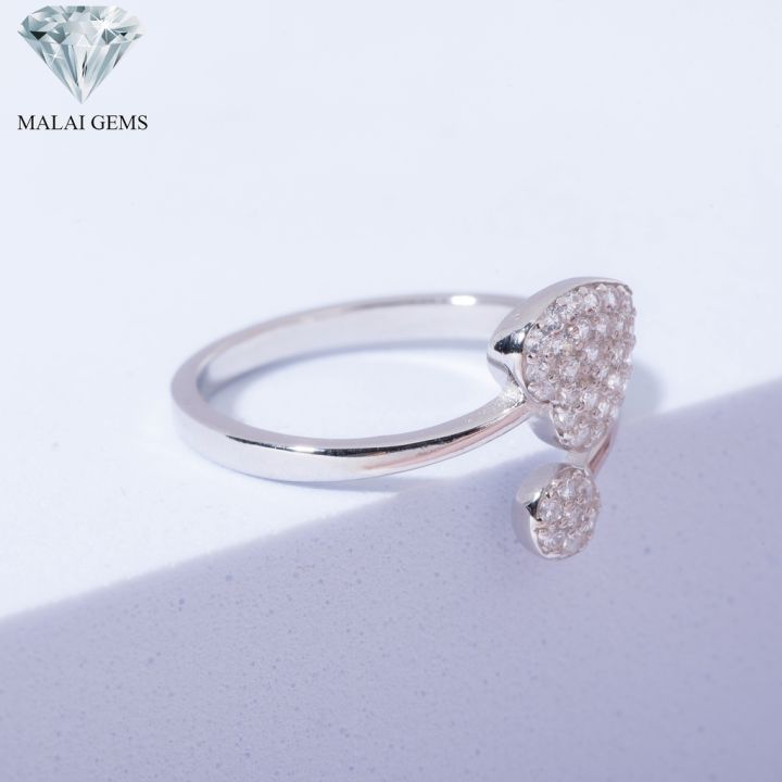malai-gems-แหวนเพชร-แหวนเพชรหัวใจ-เงินแท้-925-เคลือบทองคำขาว-ประดับเพชรสวิส-cz-รุ่น-151-40r0021-แถมกล่อง-แหวนเงินแท้