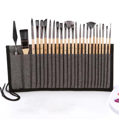 24 Pieces Paint Brush Set Wood Handle Round Pointed Tip Painting Brushes Paint Tools Accessories