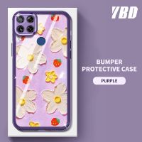 YBD【ด้วยเลนส์ฟิล์ม】เคสโทรศัพท์ OPPO Realme C21 C21Y C25Y C15 C12 C25 C25S Narzo 20 30A 50A โทรศัพท์กรณีซิลิโคนภาพวาดสีน้ำมันดอกไม้รูปแบบสาวสไตล์โทรศัพท์กรณี