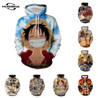 ¤┋ ใหม่ เสื้อฮู้ดดี้ พิมพ์ลายอนิเมะ One Piece 3D แฟชั่น สําหรับผู้ชาย ผู้หญิง เสื้อโค้ทกันหนาว แต่งซิป คอสเพลย์ Luffy Streetwear