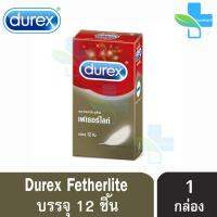 Durex Fetherlite ดูเร็กซ์ เฟเธอร์ไลท์ ขนาด 52.5 มม บรรจุ 12 ชิ้น [1 กล่อง] ถุงยางอนามัย ผิวเรียบ condom ถุงยาง