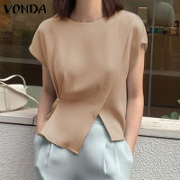 Fancystyle VONDA เสื้อเบลาส์ผู้หญิง,เสื้อเบลาส์คอกลมเสื้อสตรีแขนยาวเปิดไหล่ที่ปิดแขนหรูหรามีจีบใส่ในที่ทำงาน