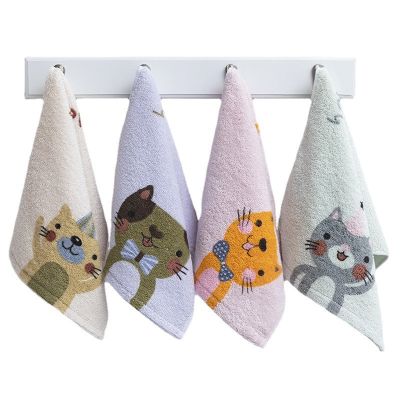 1Pc 25x50cm 100% Cotton Cartoon Lovely Cat Printed Children Kids Baby Gift Home Bathroom Hand Face Towel