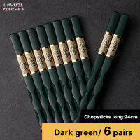 6 PairsChinese Chopsticks Set Repeatable Anti-mildew and Anti-slip Food Grade Plastic Alloy Chopsticks Korean Kitchen Supplies