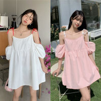 พร้อมส่ง ?? Eda dress เดรสสายเดี่ยวเปิดไหล่น่ารักๆ (IN35273)