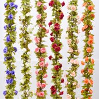 220CM Artificial Rose Flowers Ivy for Home Garden Fence Wreaths Vine Living Room Wall Christmas Decorations Supplies Diy Wedding