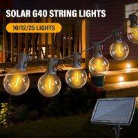 Solar Lights Outdoor G40 Garden String Lights USB Rechargeable Waterproof Outdoor Decoration Lights For Terrace Christmas Power Points  Switches Saver