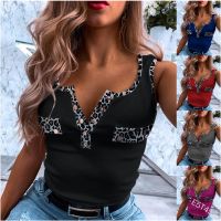 [COD] Foreign trade 2023 new button collar racer vest wish casual womens leopard print top slim