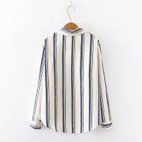 Loose and versatile vertical stripes mid-length fashion shirt