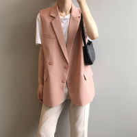 New  Women simply sleeveless breasted vest jacket office ladies wear casual suit waist Coat pockets outwear tops