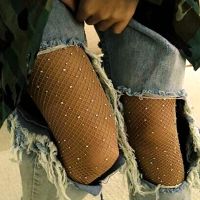 【CW】Women High Waist Diamond Fishnet Tights With Crystal Rhinestone Mesh Pantyhose Lady Net Glitter Stockings Sparkle Rave