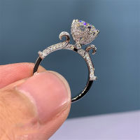 Pt950ทองคำขาวเพชรแท้แหวนผู้หญิงกะรัตดอกไม้หน่อรูปร่างมงกุฎเปิดหกกรงเล็บแหวนออก