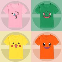 Pikachu Face Pattern Kids Boys Cartoon Childrens Top Tee T-shirts