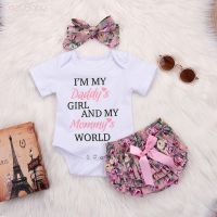 COD DSFERTEREERRE baju Romper Girl Bodysuit Floral Shorts Headb Set Newborn 0-18M Infant baju Summer Clothing