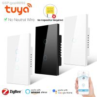 Gxal46093 Zigbee Tuya สวิตช์สัมผัส WiFi ควบคุมด้วยเสียงสำหรับบ้านตัวเก็บประจุที่จำเป็นสำหรับ Alexa