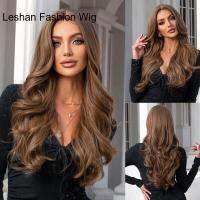 Ombre Brown Blond Long Wavy Wigs for Women Daily Party Cosplay Heat Resistant Middle Part Synthetic Women 39;s Wigs