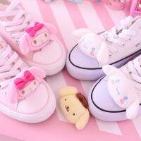 COD DSFGREYTRUYTU Japanese cute soft sweet shoe buckle student plush doll shoes flower melody big ear dog cartoon canvas shoes shoelace buckle