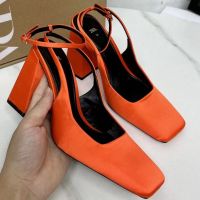 Spain 2022 summer Zaraˉoriginal single new fashion square head chunky heel fairy buckle sandals temperament female sandals